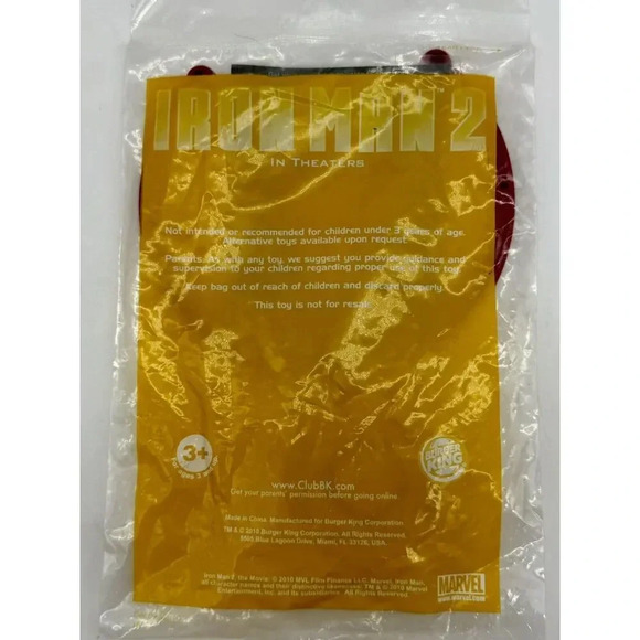 Iron Man 2 Iron Man Necklace Burger King Kid's Meal Toy 2010 New Factory Sealed - Picture 2 of 2